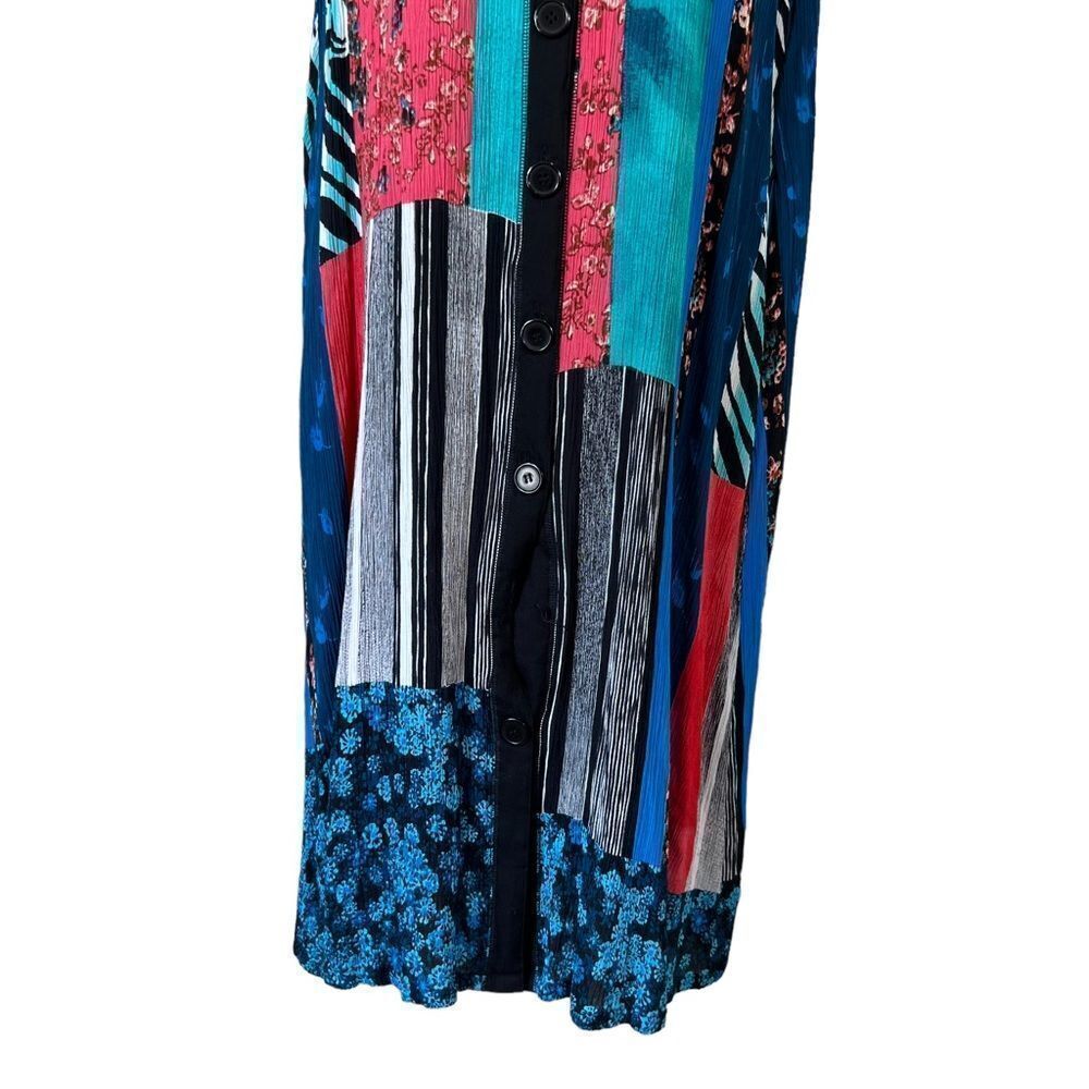 La Cera Patchwork Multi Print Button Down Maxi - image 3